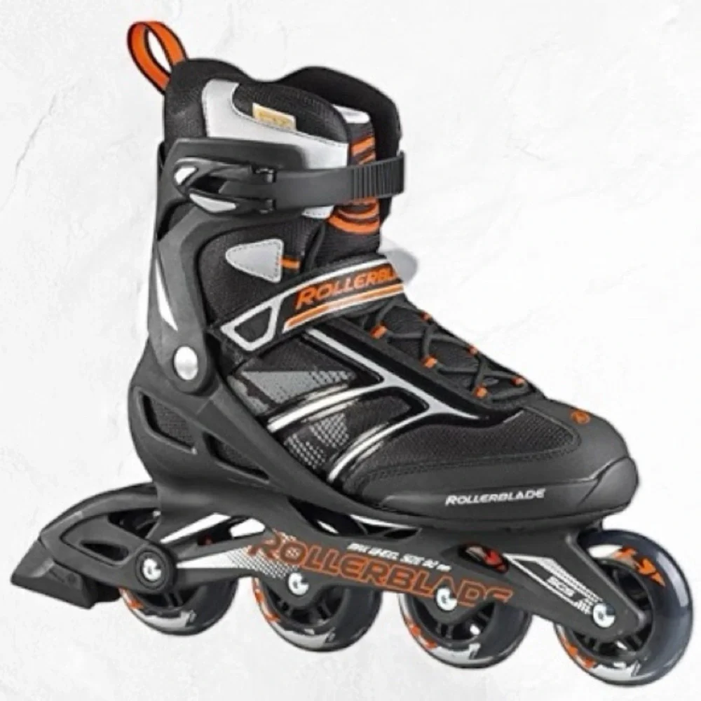 Zetrablade Inline Rollerblade Black & Neon Orange Perfect Beginner Skates Size 8 - Picture 1 of 10